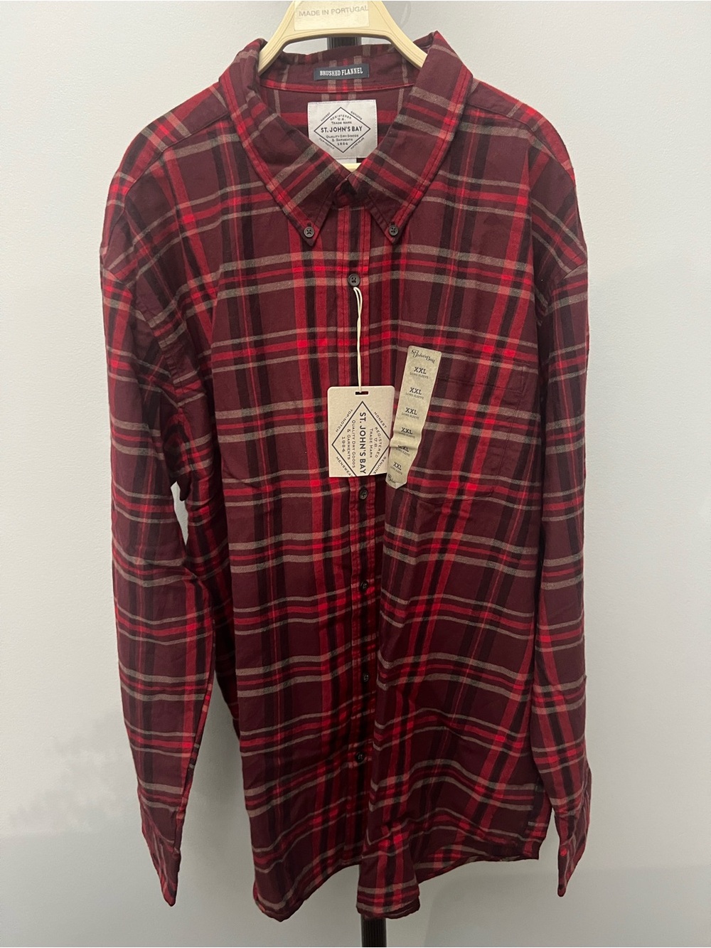 St. John's Bay Men's Red Plaid Button-Down Shirt XXL Fall Outfit